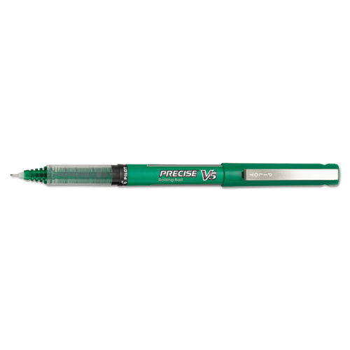 Precise V5 Stick Roller Ball Pen, Extra-fine 0.5mm, Green Ink-barrel, Dozen