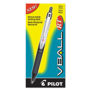 Vball Rt Liquid Ink Retractable Roller Ball Pen, 0.5mm, Black Ink, Black-white Barrel