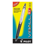 Vball Rt Liquid Ink Retractable Roller Ball Pen, 0.7mm, Black Ink, Black-white Barrel