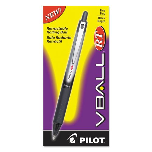 Vball Rt Liquid Ink Retractable Roller Ball Pen, 0.7mm, Black Ink, Black-white Barrel