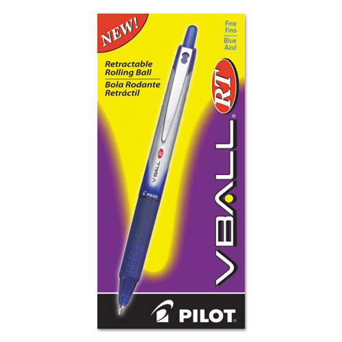 Vball Rt Liquid Ink Retractable Roller Ball Pen, 0.7mm, Blue Ink, Blue-white Barrel
