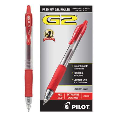 G2 Premium Retractable Gel Pen, 0.5 Mm, Red Ink, Smoke Barrel, Dozen
