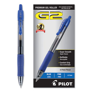 G2 Premium Retractable Gel Pen, 0.7 Mm, Blue Ink, Smoke Barrel, Dozen