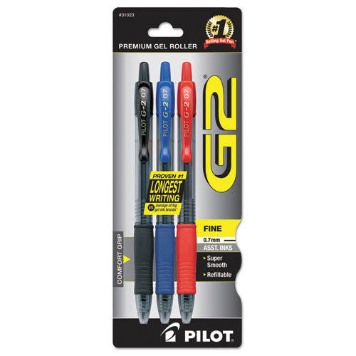 G2 Premium Retractable Gel Pen, 0.7 Mm, Assorted Ink, Smoke Barrel, 3-pack