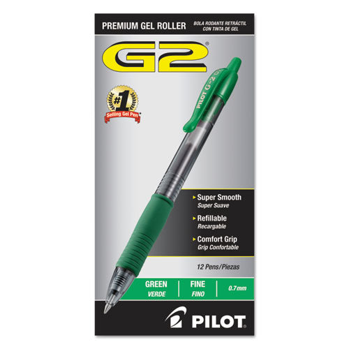 G2 Premium Retractable Gel Pen, 0.7 Mm, Green Ink, Smoke Barrel, Dozen