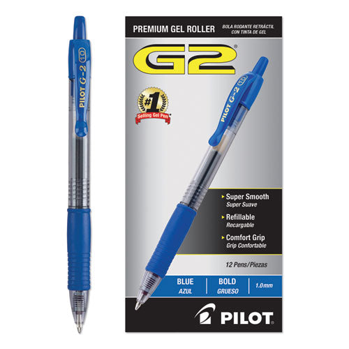 G2 Premium Retractable Gel Pen, 1 Mm, Blue Ink, Smoke Barrel, Dozen