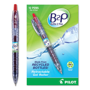 B2p Bottle-2-pen Recycled Retractable Gel Pen, 0.7mm, Red Ink, Translucent Blue Barrel