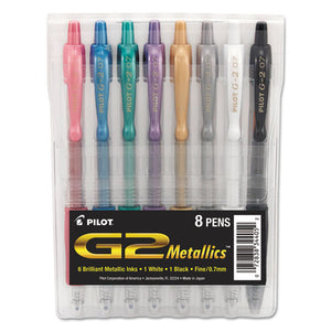 G2 Metallics Retractable Gel Pen, Fine 0.7 Mm, Assorted Ink-barrel, 8-pack