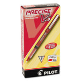 Precise V5 Stick Roller Ball Pen, Extra-fine 0.5mm, Red Ink-barrel, Dozen