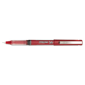Precise V5 Stick Roller Ball Pen, Extra-fine 0.5mm, Red Ink-barrel, Dozen