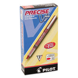 Precise V7 Stick Roller Ball Pen, Fine 0.7mm, Red Ink-barrel, Dozen