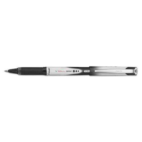 Vball Grip Liquid Ink Stick Roller Ball Pen, 0.5mm, Black Ink, Black-white Barrel, Dozen