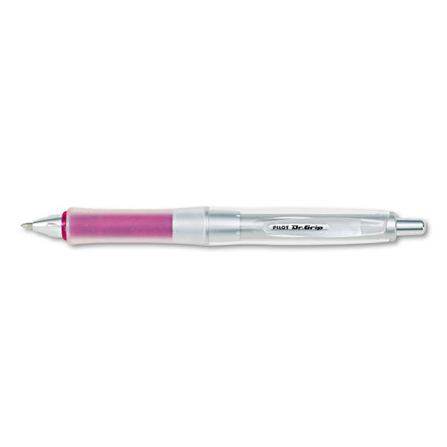 Dr. Grip Center Of Gravity Retractable Ballpoint Pen, 1mm, Black Ink, Silver-pink Barrel