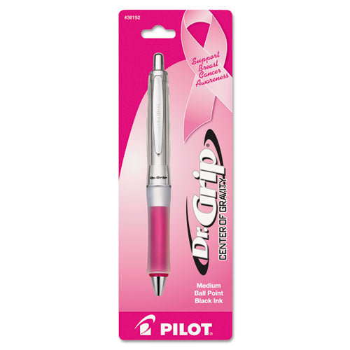 Dr. Grip Center Of Gravity Retractable Ballpoint Pen, 1mm, Black Ink, Silver-pink Barrel