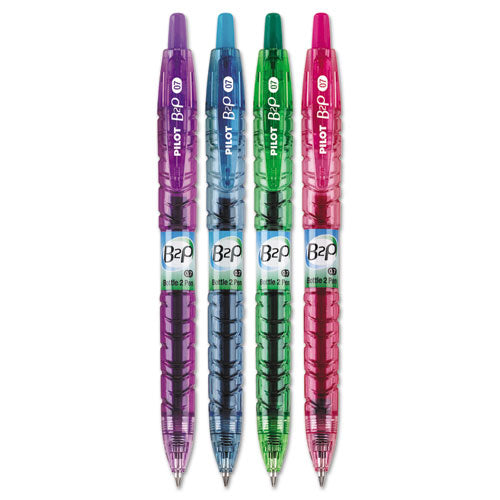 B2p Bottle-2-pen Recycled Retractable Gel Pen, 0.7mm, Assorted Ink-barrel, 4-pack