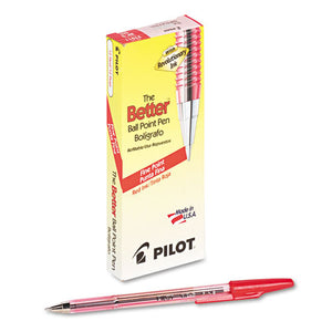 Better Stick Ballpoint Pen, Fine 0.7mm, Red Ink, Translucent Red Barrel, Dozen