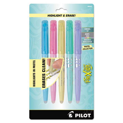 Frixion Light Pastel Collection Erasable Highlighters, Chisel Tip, Assorted Colors, 5-pack