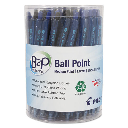 B2p Bottle-2-pen Retractable Ballpoint Pen, 1mm, Assorted Ink-barrel, 36-pack