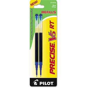 Refill For Pilot Precise V5 Rt Rolling Ball, Extra-fine Point, Blue Ink, 2-pack