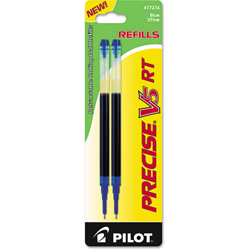 Refill For Pilot Precise V5 Rt Rolling Ball, Extra-fine Point, Blue Ink, 2-pack