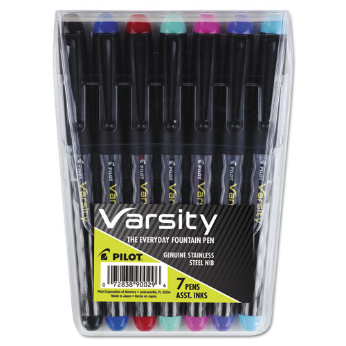 Varsity Fountain Pen, 1mm, Assorted Ink, Gray Pattern Wrap Barrel, 7-set