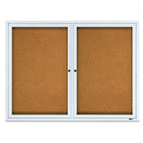 Enclosed Cork Bulletin Board, Cork-fiberboard, 48" X 36", Silver Aluminum Frame