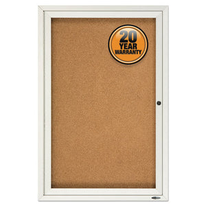 Enclosed Bulletin Board, Natural Cork-fiberboard, 24 X 36, Silver Aluminum Frame