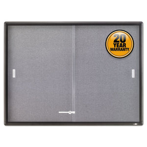 Enclosed Bulletin Board, Fabric-cork-glass, 48 X 36, Gray, Aluminum Frame