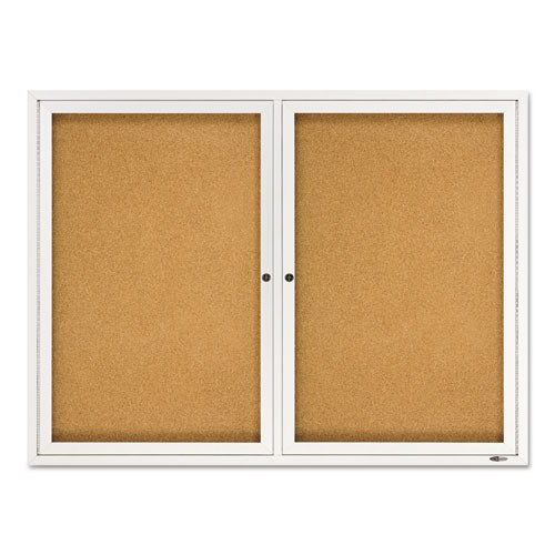 Enclosed Bulletin Board, Natural Cork-fiberboard, 48 X 36, Silver Aluminum Frame
