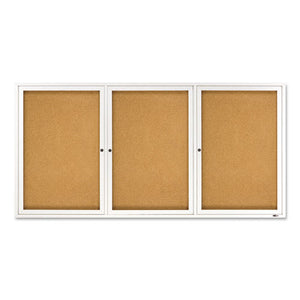 Enclosed Bulletin Board, Natural Cork-fiberboard, 72 X 36, Silver Aluminum Frame