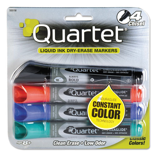 Enduraglide Dry Erase Marker, Broad Chisel Tip, Assorted Colors, 4-set