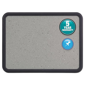 Contour Granite Gray Tack Board, 36 X 24, Black Frame