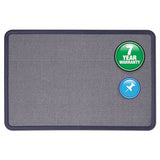 Contour Fabric Bulletin Board, 48 X 36, Light Blue, Plastic Navy Blue Frame