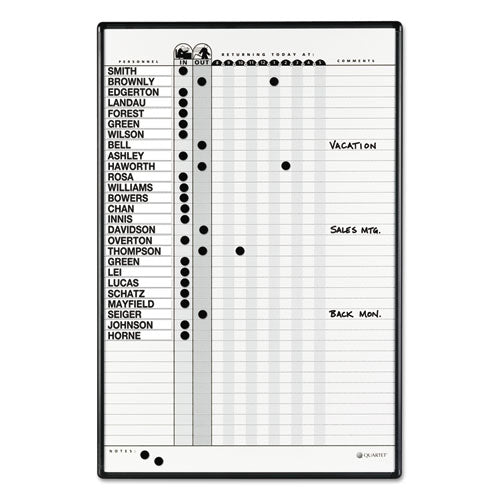 Magnetic Employee In-out Board, Porcelain, 24 X 36, Gray-black Aluminum Frame