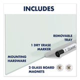 Invisamount Magnetic Glass Marker Board, Frameless, 39" X 22", White Surface
