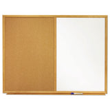 Bulletin-dry-erase Board, Melamine-cork, 48 X 36, White-brown, Oak Finish Frame