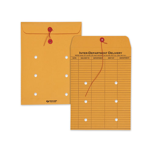 Brown Kraft String And Button Interoffice Envelope, #90, One-sided Five-column Format, 9 X 12, Brown Kraft, 100-carton