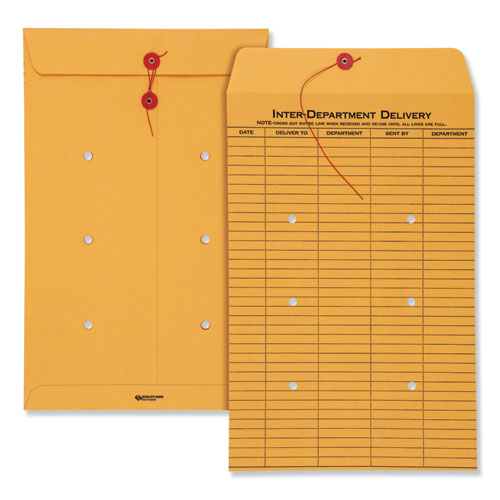 Brown Kraft String And Button Interoffice Envelope, #98, One-sided Five-column Format, 10 X 15, Brown Kraft, 100-carton