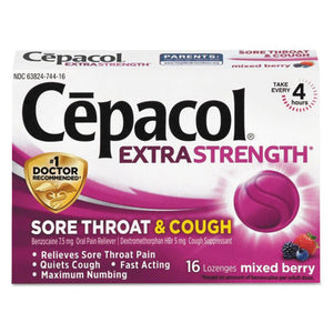 Sore Throat And Cough Lozenges, Mixed Berry, 16-pack, 24 Packs-carton