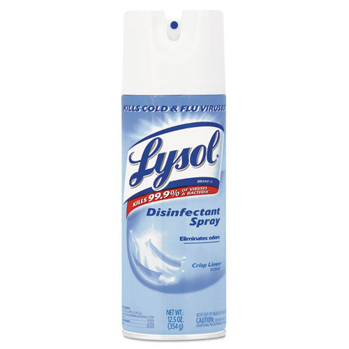 Disinfectant Spray, Crisp Linen Scent, Liquid, 12.5oz Aerosol, 12-carton