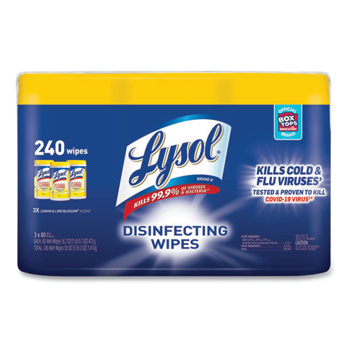 Disinfecting Wipes, 7 X 7.25, Lemon And Lime Blossom, 80 Wipes-canister, 3 Canisters-pack, 2 Packs-carton