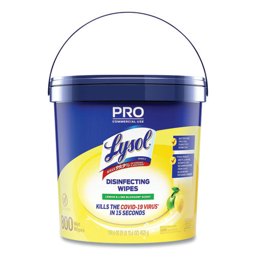 Professional Disinfecting Wipe Bucket, 6 X 8, Lemon And Lime Blossom, 800 Wipes