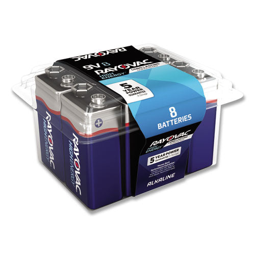 High Energy Premium Alkaline 9v Batteries, 8-pack