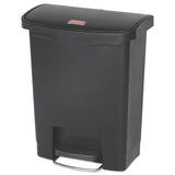 Slim Jim Resin Step-on Container, Front Step Style, 8 Gal, Black