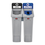 Slim Jim Recycling Station Kit, 46 Gal, 2-stream Landfill-mixed Recycling