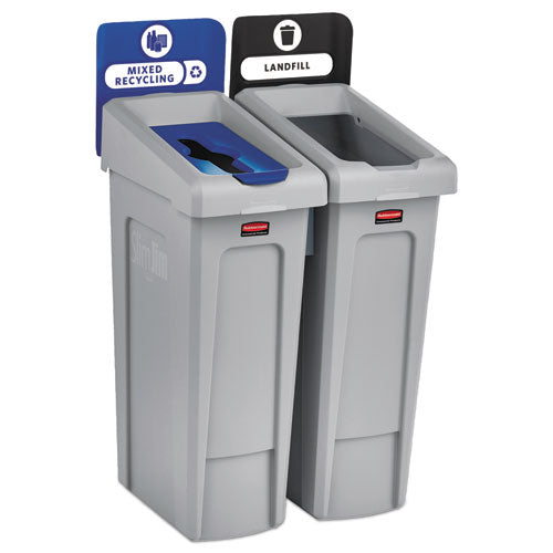 Slim Jim Recycling Station Kit, 46 Gal, 2-stream Landfill-mixed Recycling