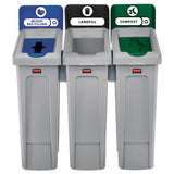 Slim Jim Recycling Station Kit, 69 Gal, 3-stream Landfill-mixed Recycling