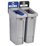 Slim Jim Recycling Station Kit, 92 Gal, 4-stream Landfill-paper-plastic-cans
