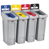 Slim Jim Recycling Station Kit, 92 Gal, 4-stream Landfill-paper-plastic-cans