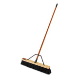 Push Brooms, 36" Brush, Pp Bristles, For Rough Floor Surfaces, 62" Wood Handle, Natural